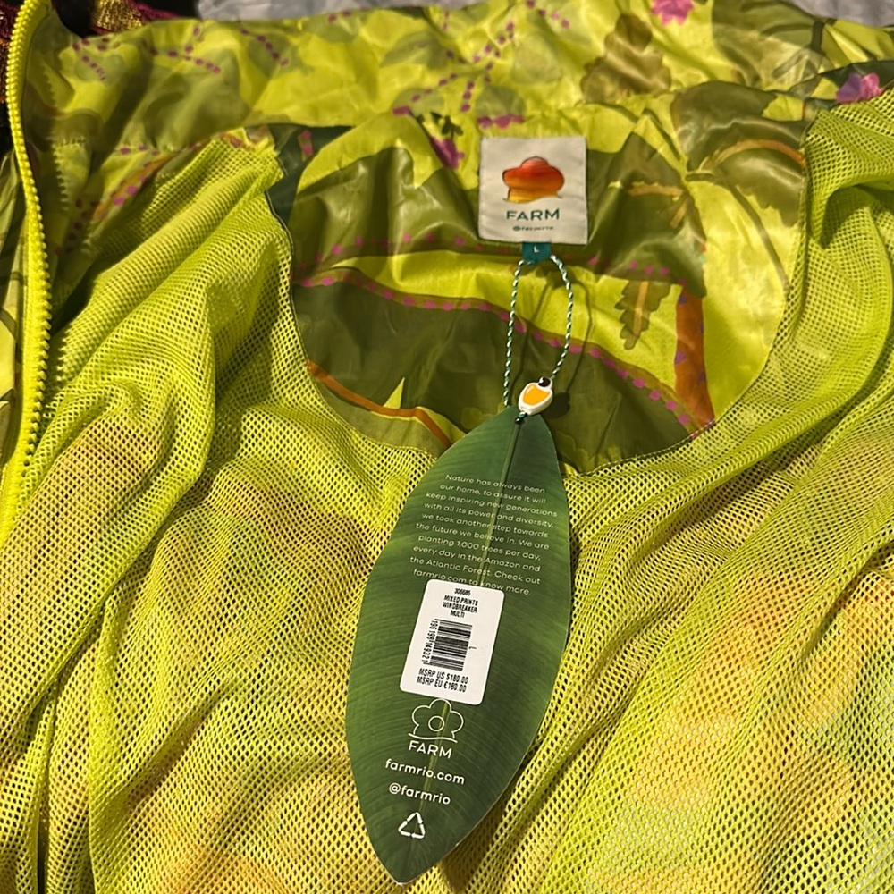 NWT Farm Rio Neon Floral Windbreaker Jacket multi colored - Picture 7 of 8